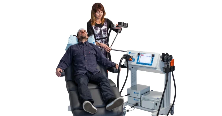 A patient receiving TMS therapy at WBMA in Chevy Chase, MD